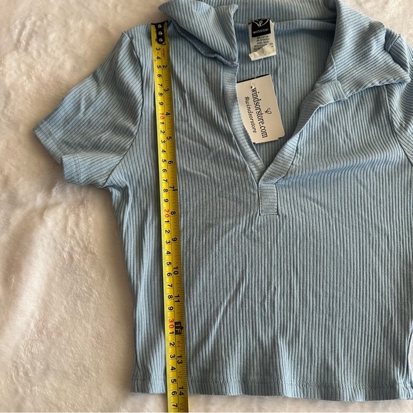 Windsor Blue Ribbed Collar Top - Picture 5 of 5